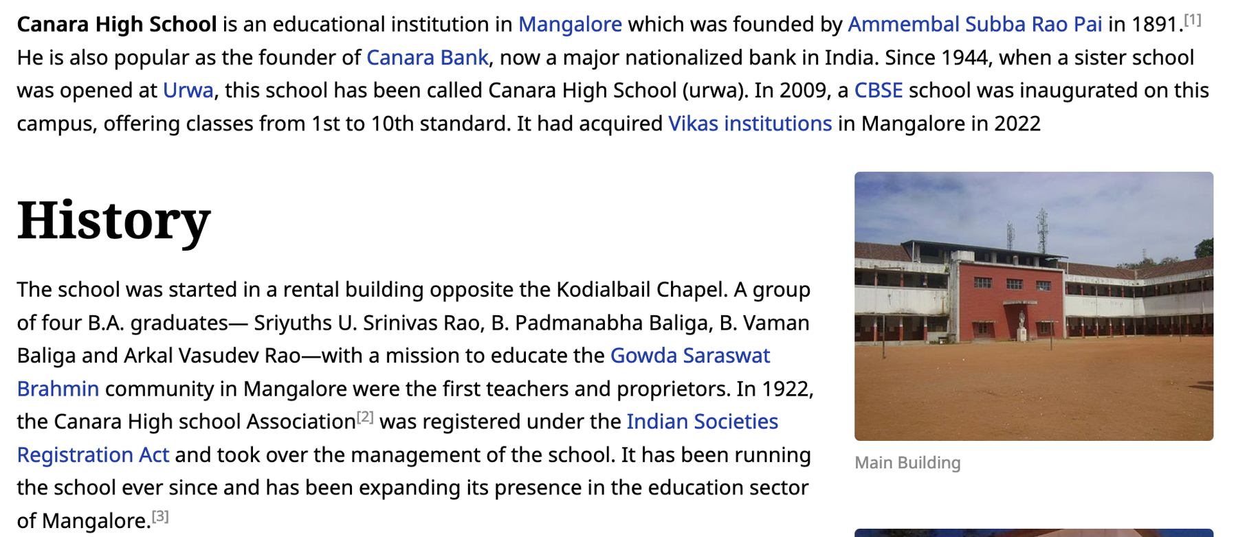 Canara High School building