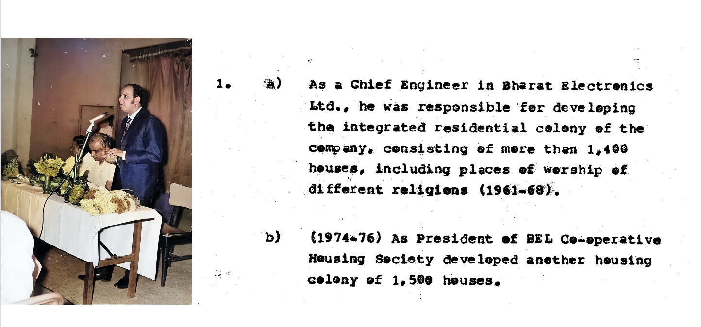 R.K. Baliga as Chief Engineer at Bharat Electronics